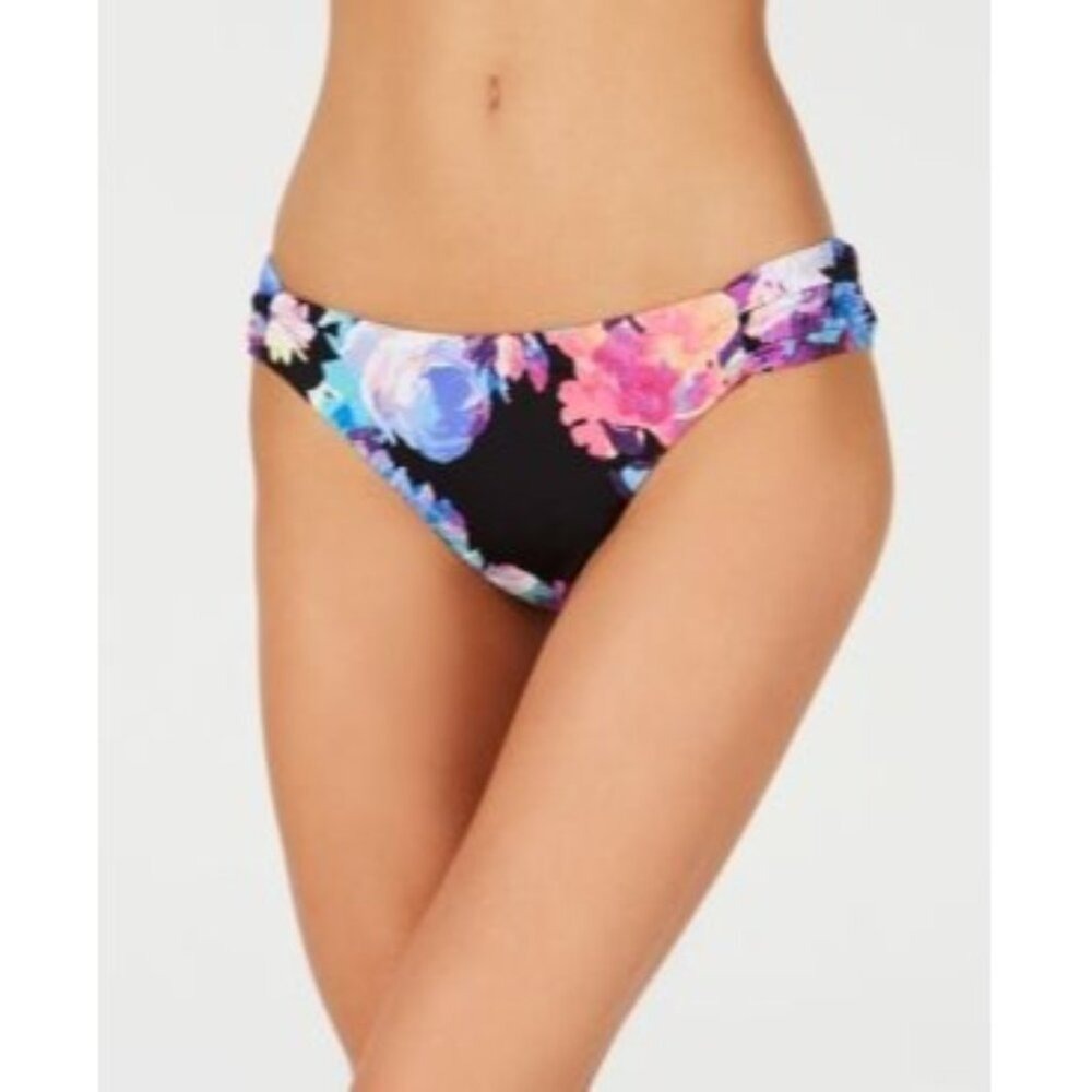 Bar Iii Tech Floral Printed Side Shirred Hipster Bottoms, M